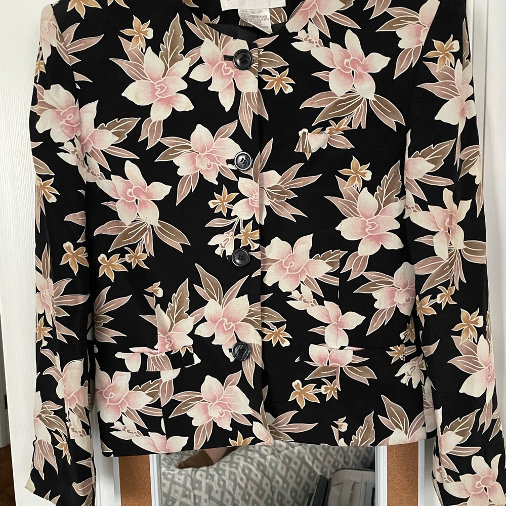 Floral Black and Pink Blazer